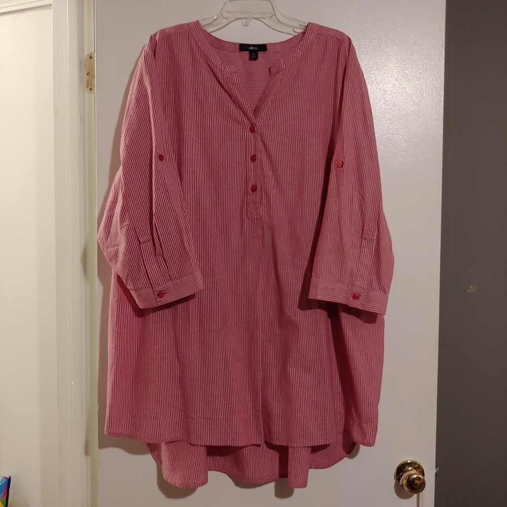 Ellos plus striped Henley tunic 3X NWOT